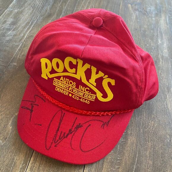 Vintage Rocky's Autos INC Car Dealer Denver Colorado Trucker Hat Autograph OS - Picture 1 of 3